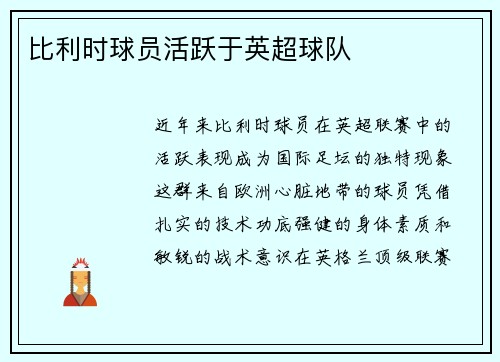 比利时球员活跃于英超球队